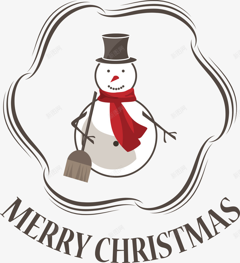 曲线雪人标签png免抠素材_新图网 https://ixintu.com 冬天 冬季 圣诞字母 圣诞快乐 圣诞节 新年快乐 曲线标签 雪人