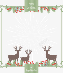 射线圣诞节图片素材草地上的驯鹿卡片矢量图高清图片