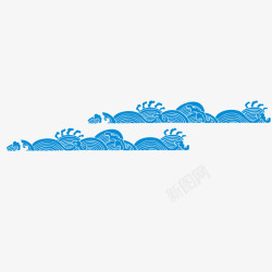 小浪海浪纹理蓝色中国风小浪花矢量图高清图片