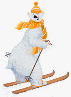 北极熊滑雪素材