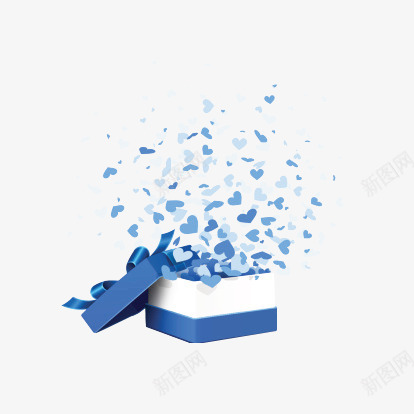 蓝色打开的礼盒png免抠素材_新图网 https://ixintu.com 心形 打开的 礼物 礼盒 蓝色