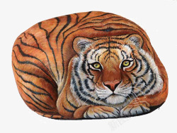 艺术老虎创意彩色老虎石头画高清图片