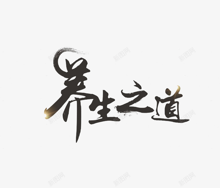 养生之道艺术字png免抠素材_新图网 https://ixintu.com 书法 养生 养生之道 创意 文字 汉字 艺术字 黑色