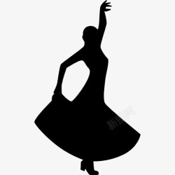 弗拉门戈弗拉门戈舞蹈剪影的一个女人图标高清图片