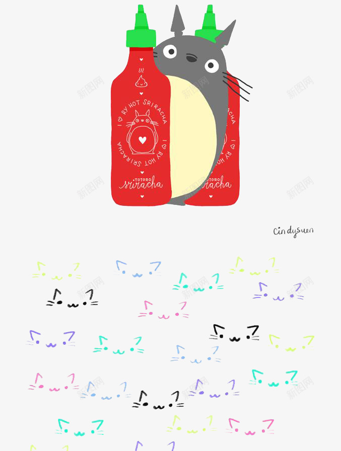 番茄酱包装涂鸦png免抠素材_新图网 https://ixintu.com 包装 卡通 小猫咪 涂鸦 番茄酱