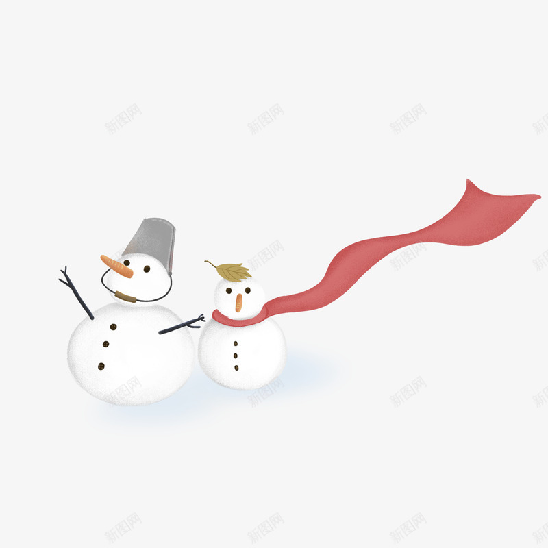 立冬堆两个雪人psd免抠素材_新图网 https://ixintu.com 下雪 冬天 立冬 雪人