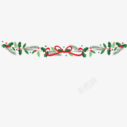 红绿色卡通叶子丝带圣诞节装饰矢量图素材