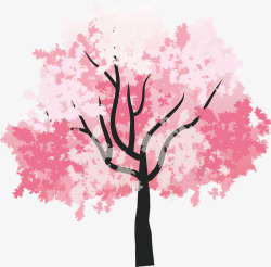 美丽的桃花树矢量图素材