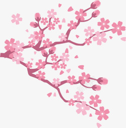 漂亮粉色桃心粉色樱花树枝矢量图高清图片