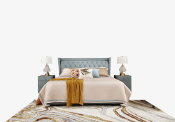 欧式床模型主卧欧式床头柜高清图片