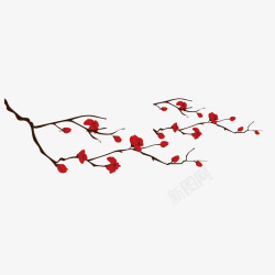平面树枝素材红色喜庆节日梅花矢量图高清图片