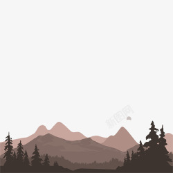 山水剪影原始森林山峰创意高清图片