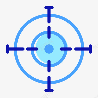 蓝色扁平化目标瞄准元素矢量图图标图标