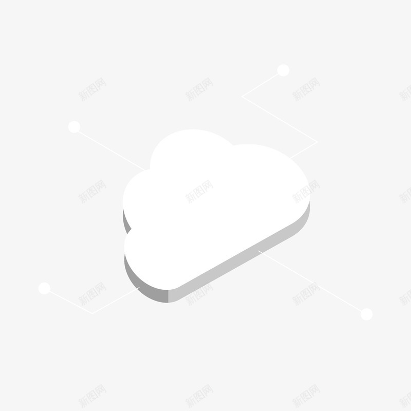 白色科技云png免抠素材_新图网 https://ixintu.com 上传 下载 云 数据 点线 白色 科技 立体 链接