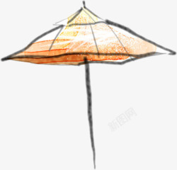 手绘漫画咖啡厅雨伞装饰素材