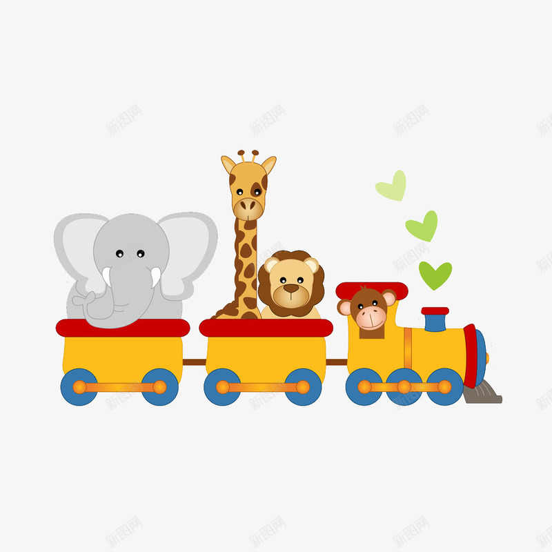 火车上的动物png免抠素材_新图网 https://ixintu.com 动物 卡通 开心 手绘 旅行 火车 简笔 黄色的