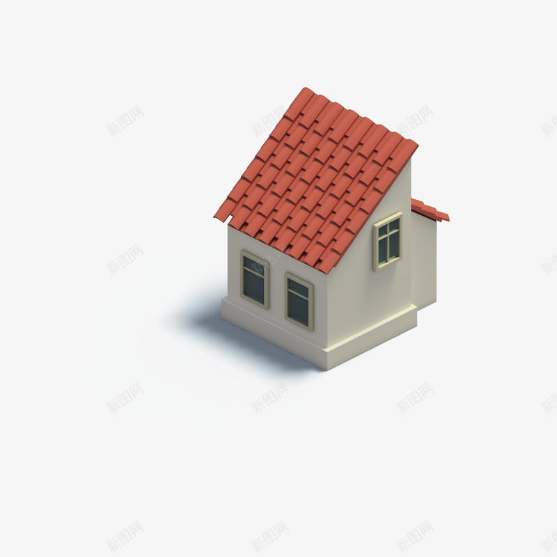 红瓦小窗的3D建筑png免抠素材_新图网 https://ixintu.com 体积小 创意 可爱 小房屋 特别 立体 等轴3D 高清 高端