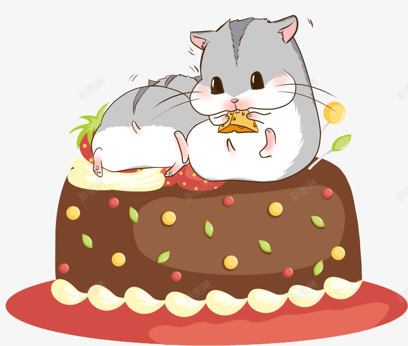 小松鼠psd免抠素材_新图网 https://ixintu.com 动物 可爱 可爱的松树 吃奶酪的松树 小松鼠 蛋糕