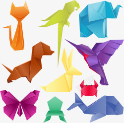 折纸蝴蝶卡通动物折纸矢量图高清图片