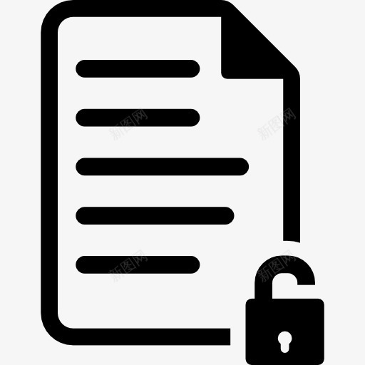 页面打开图标png_新图网 https://ixintu.com 打开文件 挂锁 文件 文本行 界面