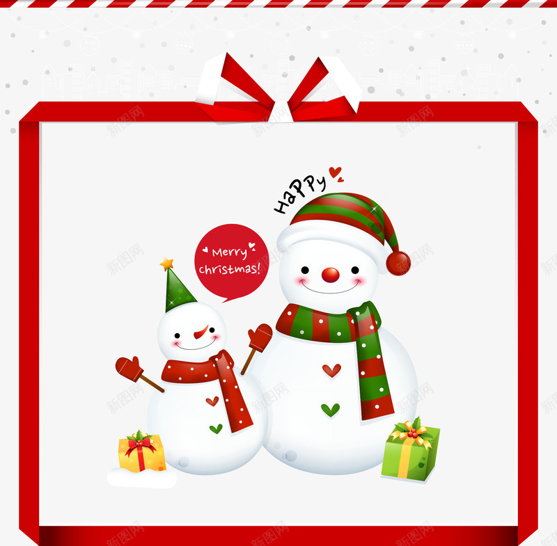 红色边框里的雪人矢量图eps免抠素材_新图网 https://ixintu.com 卡通雪人 圣诞 圣诞节 圣诞雪人 矢量雪人 红色边框 边框 雪人 矢量图
