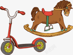 卡通可爱婴儿玩具木马双轮车素材