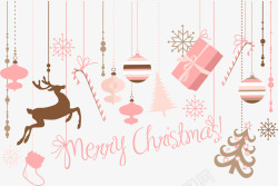 Merry粉色圣诞节装饰挂饰矢量图高清图片