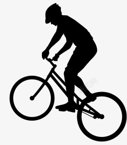 骑自行车车山地车定车人物剪影图标高清图片