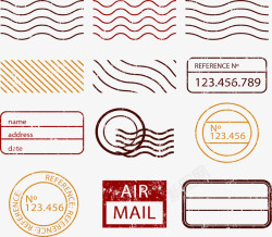 邮政设计几何波浪线条邮戳高清图片