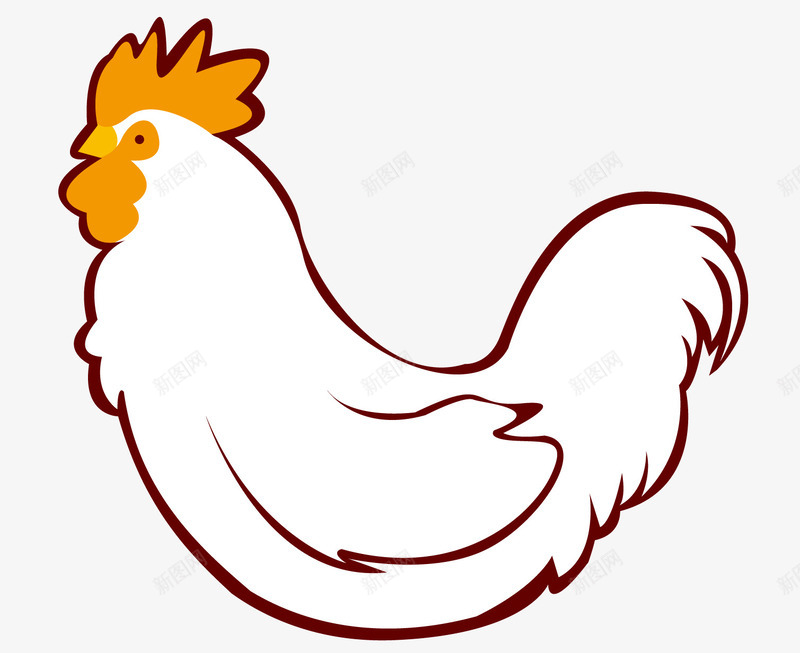 一只白色的小公鸡png免抠素材_新图网 https://ixintu.com 卡通 卡通动物 小公鸡 橘黄色鸡冠 白色的鸡毛 翅膀