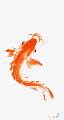 鲤鱼水墨画素材