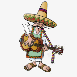 异域服装弹吉他的墨西哥男人高清图片