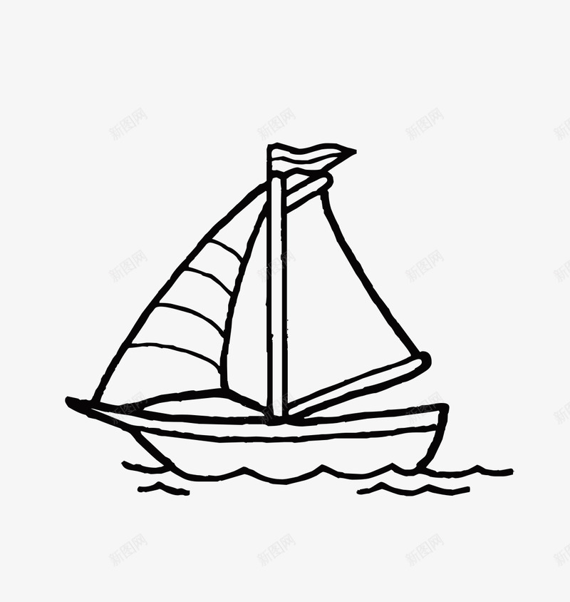 帆船剪影png免抠素材_新图网 https://ixintu.com 剪影 帆船 线条