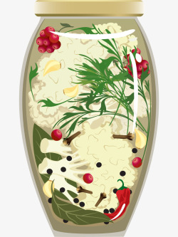 罐子里的腌菜手绘图素材