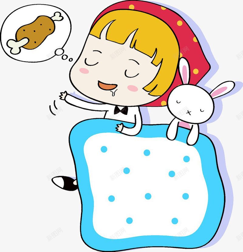 睡觉做梦png免抠素材_新图网 https://ixintu.com 人物 做梦 卡通 可爱兔子 睡觉