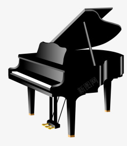 炫彩乐器黑色钢琴元素矢量图高清图片