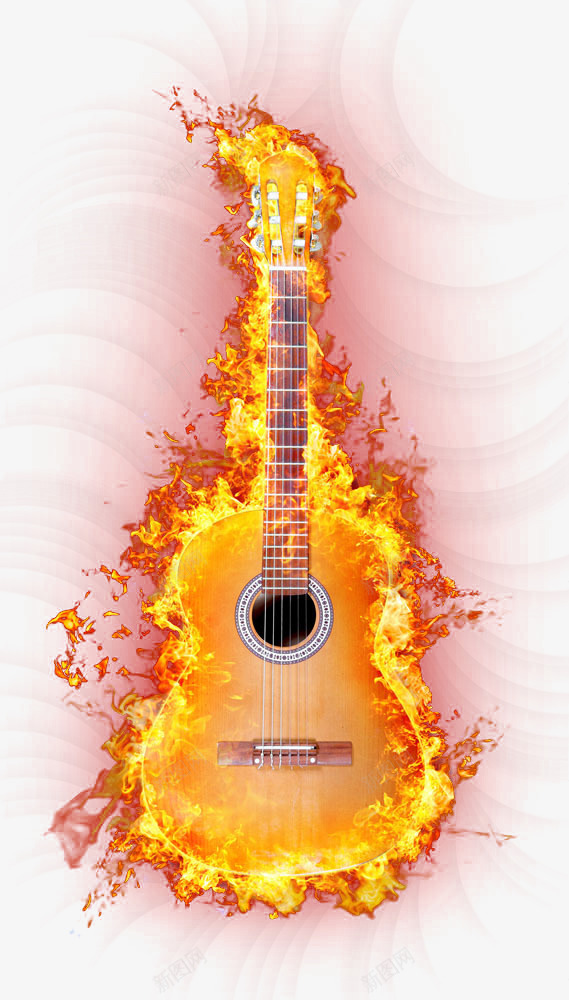火焰吉他png免抠素材_新图网 https://ixintu.com 光 光影 光线彩带 吉他 唯美 火焰 火焰喷射 炫彩 花纹 音乐 音符