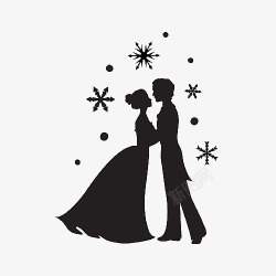 矢量王子公主插图王子和公主雪花中跳舞图标高清图片
