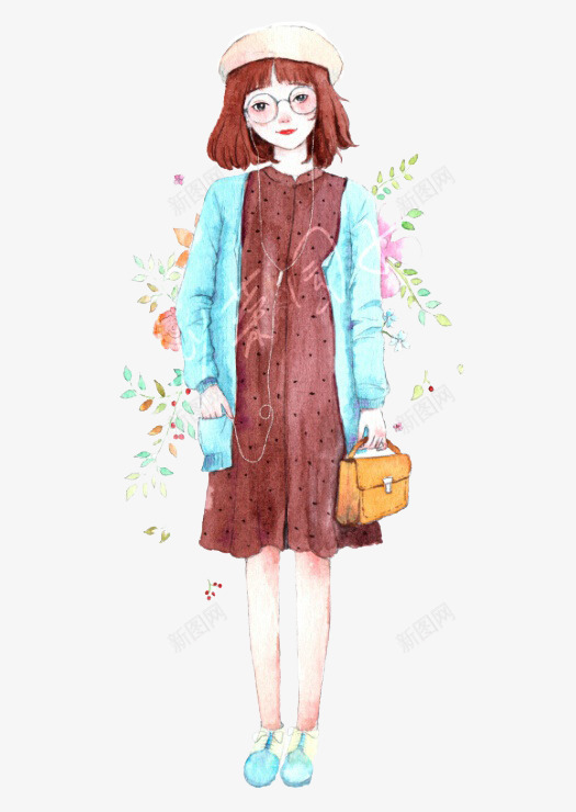 戴帽子小女孩与花丛png免抠素材_新图网 https://ixintu.com 女孩 帽子 眼睛 花丛