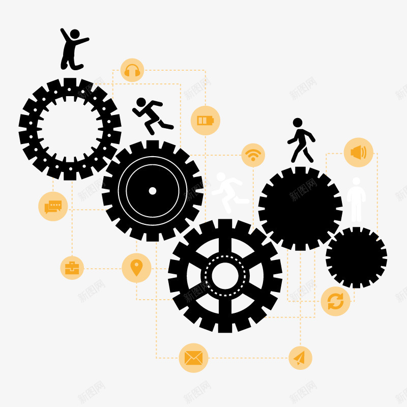 奔跑的人矢量图ai免抠素材_新图网 https://ixintu.com 商务 电量 耳机 齿轮 矢量图