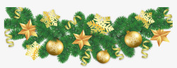 松枝和圣诞球图片圣诞节松枝金色雪花矢量图高清图片