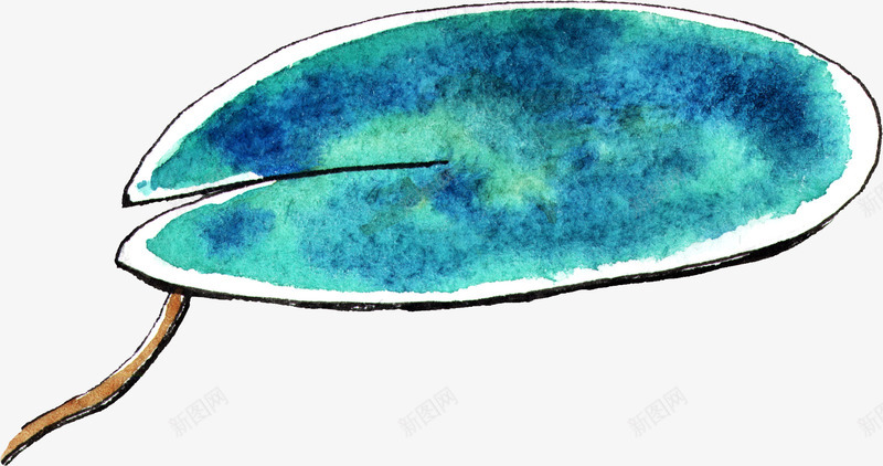 手绘画装饰png免抠素材_新图网 https://ixintu.com 手绘画 矢量装饰 荷叶 蓝色 装饰