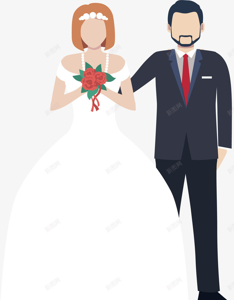 浪漫结婚礼服png免抠素材_新图网 https://ixintu.com 新婚礼服 白色婚纱 矢量素材 黑色西装