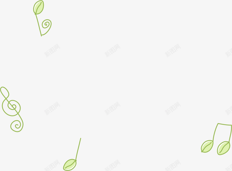 绿色音符漂浮png免抠素材_新图网 https://ixintu.com AI 卡通 底纹 手绘 绿色 背景 音乐 音符 音符花边