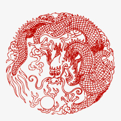 中国红龙花纹素材