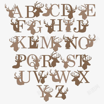 卡通英文字母png免抠素材_新图网 https://ixintu.com 26个英文字母 ABCDEFG 创意字母 创意英文字母 圣诞小鹿 圣诞麋鹿