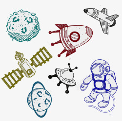 宇航员图标卡通星球宇宙元素图标高清图片