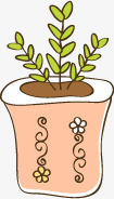 手绘盆栽创意网页素材