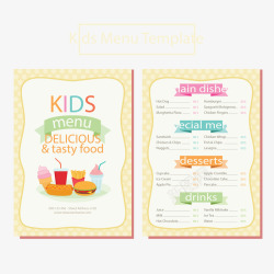 儿童菜单儿童餐厅菜谱矢量图高清图片