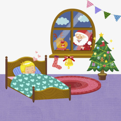 圣诞老人睡觉睡觉的男孩高清图片